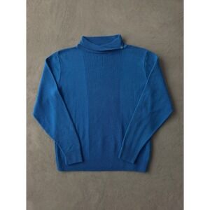 Vintage 1960s Pendleton Mod Blue Wool Lightweight Knit Pullover Sweater M